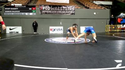 Junior Boys - 150 lbs Cons. Round 6 - Wyatt Bassett, Driller Wrestling Club vs Damian Saldivar