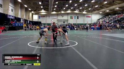 113 lbs Finals (8 Team) - Angel Rodriguez, Cambridge vs Avery Drohman, Thayer Central