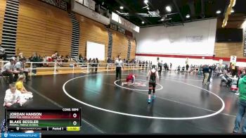 91 lbs Cons. Semi - Blake Bessler, Powell Middle School vs Jordan Hanson, Riverton Middle School