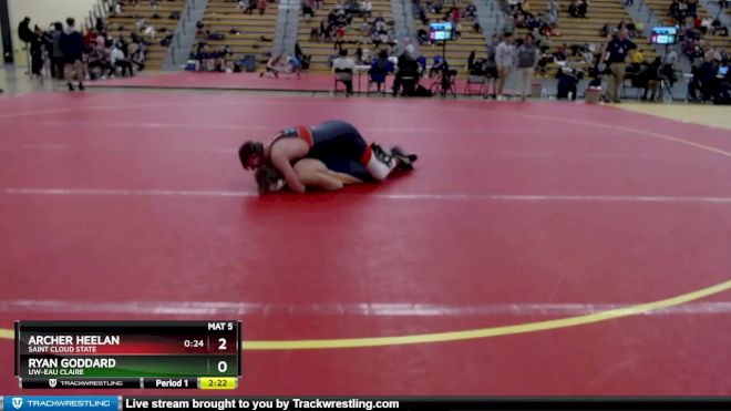 125 lbs 5th Place Match - Ryan Goddard, UW-Eau Claire vs Archer Heelan, Saint Cloud State