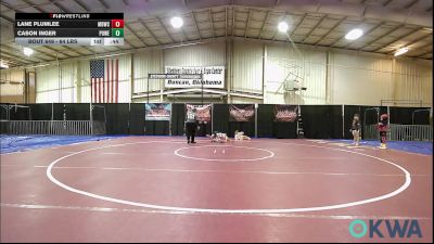 64 lbs Consolation - Lane Plumlee, Mustang Bronco Wrestling Club vs Cason Inger, Powerhouse Blue