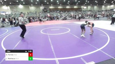 73 lbs Round Of 16 - Donovan Torres, Truckee WC vs Latrell Matheus, Gold Rush Wrestling