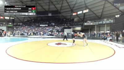 Girls 2A 130 lbs Champ. Round 2 - Lily Freytag, Orting (Girls) vs Julie Halderman, East Valley (Yakima) (Girls)