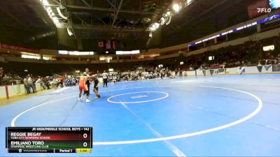 142 lbs Quarterfinal - Reggie Begay, Tuba City Boarding School vs Emiliano Toro, Stampede Wrestling Club