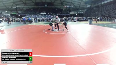 115 lbs Champ. Rd Of 16 - Grayson Schoonover, Okanogan Underground Wrestling Club vs Braxton Andrews, Gig Harbor Grizzlies Wrestling Club