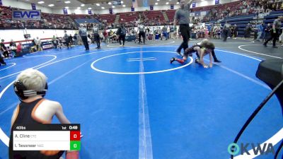 40 lbs Quarterfinal - Asher Cline, Comanche Takedown Club vs Isaac Tessneer, Norman Grappling Club