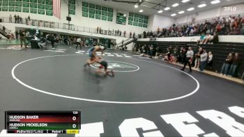 120 lbs Champ. Round 1 - Hudson Baker, Rawlins vs Hudson Mickelson, Lovell