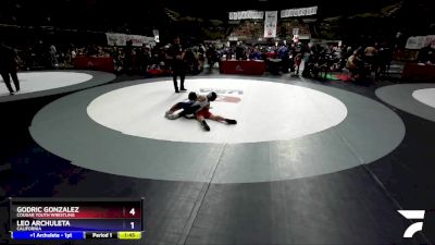 85 lbs Cons. Round 3 - Godric Gonzalez, Cougar Youth Wrestling vs Leo Archuleta, California