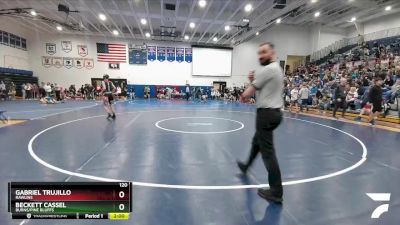 120 lbs Quarterfinal - Gabriel Trujillo, Rawlins vs Beckett Cassel, Burns/Pine Bluffs