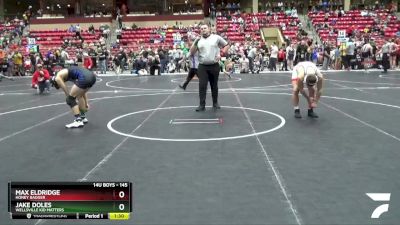 145 lbs Semifinal - Jake Doles, Wellsville Kid Matters vs Max Eldridge, Honey Badger