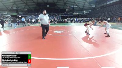 132 lbs Champ. Rd Of 16 - Kendrick Ceasar, UP Vikings Wrestling Club vs Christian Leighton, White River Hornets Wrestling Club