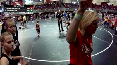 82 lbs Champ. Round 2 - Kealey Hathaway, Sutherland Youth Wrestling Club vs Clara Miller, Aurora Wrestling Club