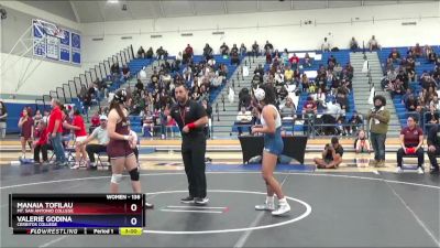 138 lbs Quarterfinal - Valerie Godina, Cerritos College vs Manaia Tofilau, Mt. San Antonio College