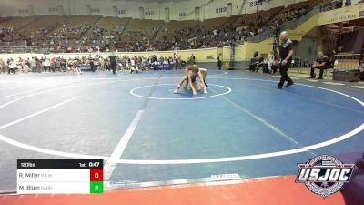 120 lbs Consolation - Rayden Miller, R.A.W. vs Mitchell Blum, Harrah Little League Wrestling