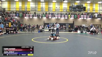 130 lbs Cons. Round 3 - Torie Hansen, Sebolt Women Wrestling Academy vs Huda Anglo, Moen Wrestling Academy