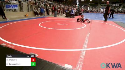 49 lbs Final - Hunter Wells, Claremore Wrestling Club vs Emma Campbell, Claremore Wrestling Club