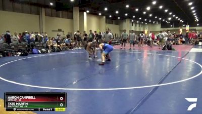 157 lbs 4th Wrestleback (32 Team) - Aaron Campbell, Level Up vs Tate Martin, Gulf Coast WC