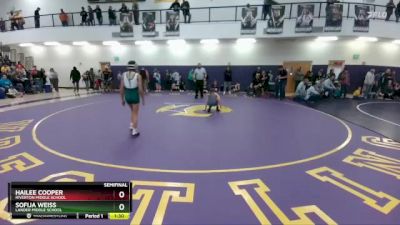 98 lbs Semifinal - Sofija Weiss, Lander Middle School vs Hailee Cooper, Riverton Middle School
