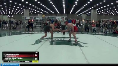 141 lbs Placement (4 Team) - Joseph Triscornia, Baker (Kan.) vs Chasen Brown, Cumberlands (Ky.)