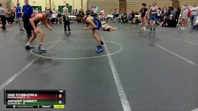 130 lbs Finals (2 Team) - Jake Stubblefield, Virginia Patriots vs Anthony Barrett, Glasgow WA