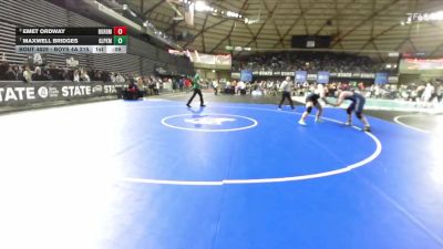 Boys 4A 215 lbs 5th Place Match - Maxwell Bridges, Glacier Peak vs Emet Ordway, Battle Ground