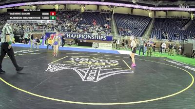 Girls-100 lbs Quarterfinal - Madison Nieuwenhuis, Plainwell Hs Girls vs Jasmine Sayan, Birch Run Hs Girls