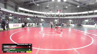 116 lbs Cons. Round 5 - Garrett Ubbink, Canandaigua Academy vs Cyrus Tarpley, Ithaca Sr HS