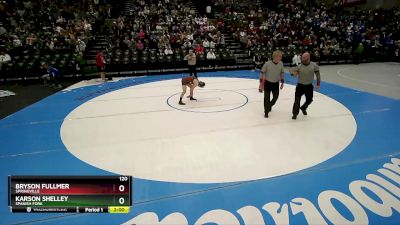 120 lbs Champ. Round 1 - Karson Shelley, Spanish Fork vs Bryson Fullmer, Springville