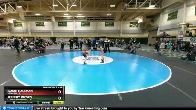 95 lbs Cons. Round 3 - Jeffery Reeves, Coyote Wrestling Club vs Isaiah Hackman, Velva Bulls