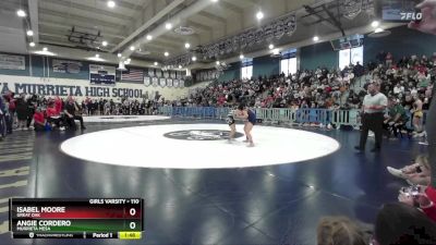 110 lbs Semifinal - Isabel Moore, Great Oak vs Angie Cordero, Murrieta Mesa