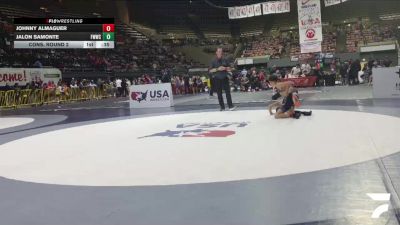 Schoolboys - 96 lbs Cons. Round 2 - Jalon Samonte, Fremont Warriors Wrestling Club vs Johnny Almaguer