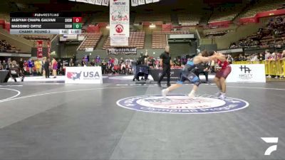 All Cadet Boys Freestyle Lower - 126 lbs Champ. Round 2 - Jasiyah Chapa Galvan, Sanger High School Wrestling vs Massimo Ortiz, Servite High School Wrestling