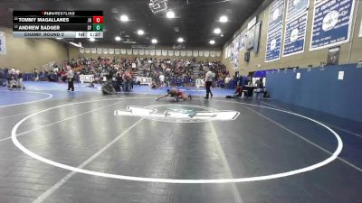 132 lbs Champ. Round 2 - Tommy Magallanes, Justin Garza vs Andrew Badger, Santa Ynez