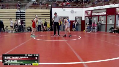 80-88 lbs Cons. Semi - Albert Gabriel Skinner, Southport Wrestling Club vs Talon Oakes, New Castle Youth Wrestling