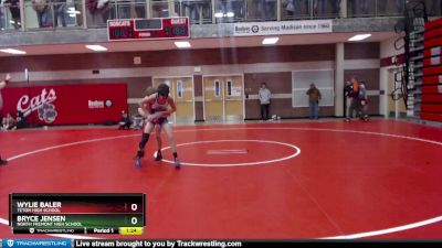 106 lbs Quarterfinal - Bryce Jensen, North Fremont High School vs Wylie Baler, Teton High School
