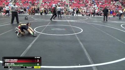 70 lbs Round 4 - Leah Valdez, Mission Wrestling vs Zoey Dial, Jr Panther Wrestling Club