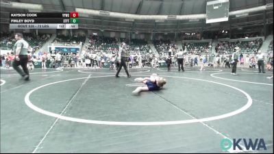 73 lbs Consi Of 8 #1 - Kayson Cook, Verdigris Youth Wrestling vs Finley Boyd, Standfast