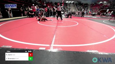 75 lbs Rr Rnd 2 - Kyce Dark, Raw Wrestling Club vs Jace Branson, Beggs Youth Wrestling Program