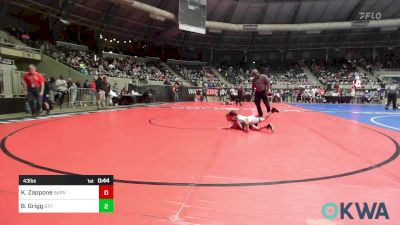 43 lbs Consi Of 8 #2 - Kanon Zappone, Barnsdall Youth Wrestling vs Braylyn Grigg, Tulsa Blue T Panthers