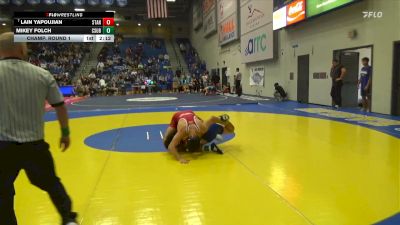 141 lbs Champ. Round 1 - Lain Yapoujian, Stanford University vs Mikey Folch, CSU Bakersfield