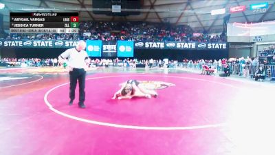 Girls 1B/2B/1A 155 Champ. Round 2 - Jessica Turner, Zillah (Girls) vs Abygail Vargas, Lake Roosevelt (Girls)