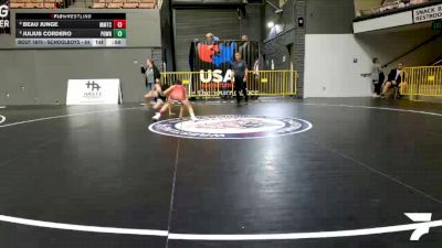 Schoolboys - 88 lbs Champ. Round 2 - Beau Junge, MTC - MANTANONA TRAINING CENTER vs Julius Cordero, Poway Wrestling