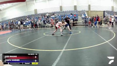 92 lbs Champ. Round 1 - Judd Riggins, MI vs Joseph Warner, IN