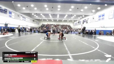 126 lbs Champ. Round 1 - Mason Clowminzer, San Marcos High School vs Jude Trevino, Church Boyz