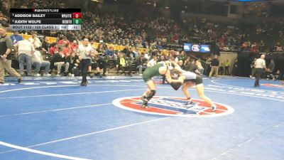 125 Class 1 lbs Cons. Round 1 - Judith Wolfe, DeSoto vs Addison Bailey, West Platte