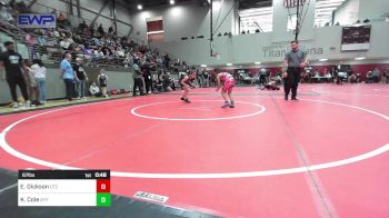 67 lbs Rr Rnd 2 - Ellise Dickson, Owasso Takedown Club vs Katelee Cole, Tulsa Blue T Panthers