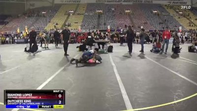 103 lbs Quarters & 1st Wb (16 Team) - Dutchess King, University Of The Cumberlands vs Diamond Lopez, Southern Oregon University