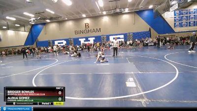 100 lbs Round 1 - Bridger Bowles, Riverton Wolf Pack Wrestling Club vs Alekai Gomez, Charger Wrestling Club