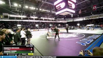 Girls 120 lbs Semifinal - Madisyn Erickson, Yelm (Girls) vs Hannah Hader, Glacier Peak (Girls)