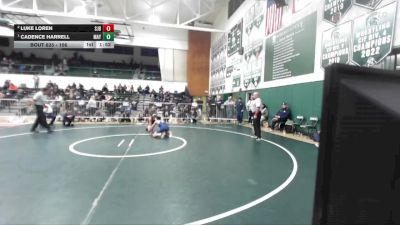 106 lbs 1st Place Match - Cadence Harrell, Mayfair vs Luke Loren, St John Bosco